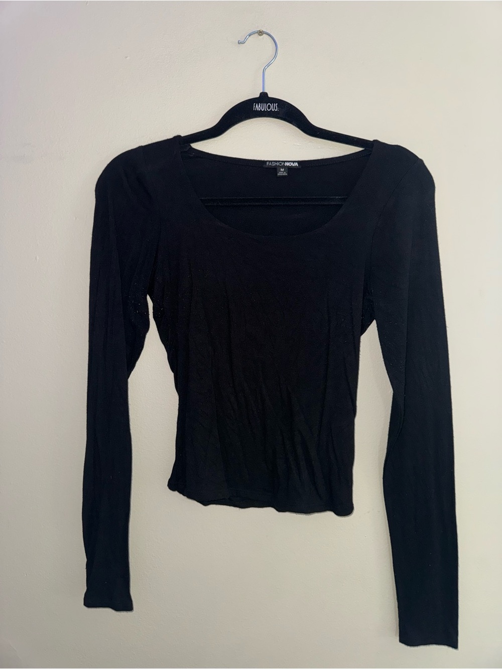 Fashion nova, black long sleeve top, size medium